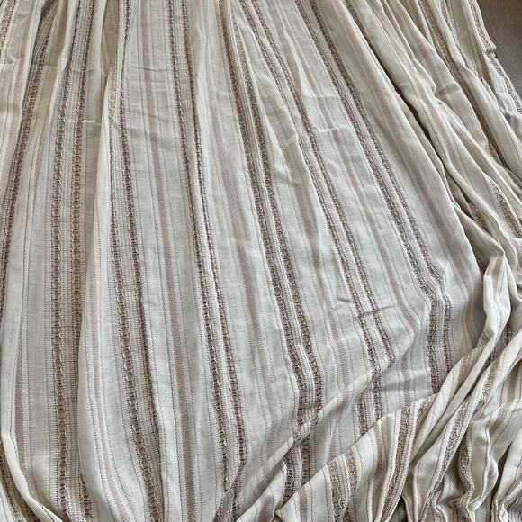 Vtg Pinch Pleat Curtain 2 Panels Drapery woven textured Ivory Brown mcm‎ Boho - Picture 7 of 12
